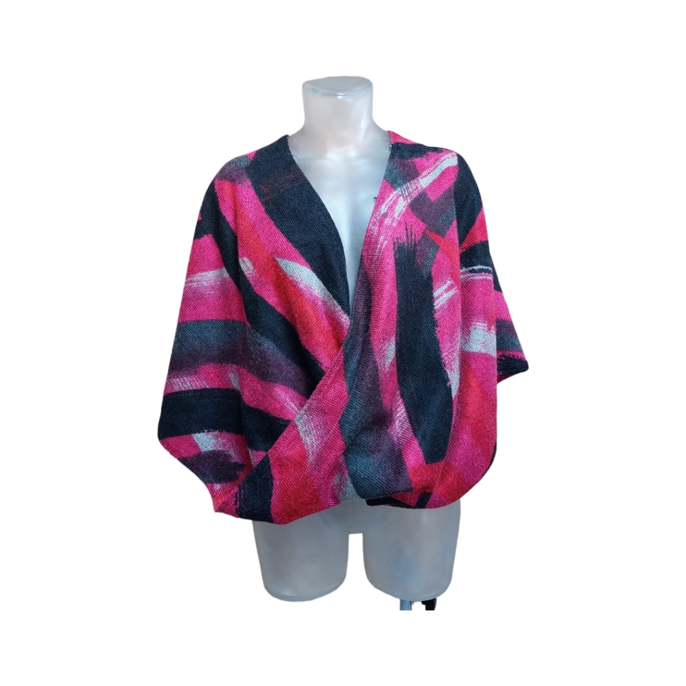 Joseph Ribkoff Bold Multicolor Knit Shawl-Cape Size OS Made in Canada